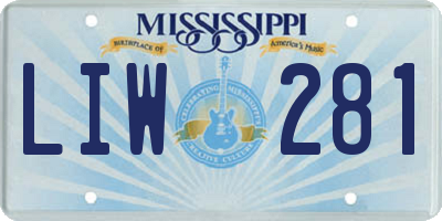 MS license plate LIW281