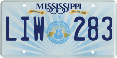 MS license plate LIW283