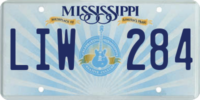MS license plate LIW284