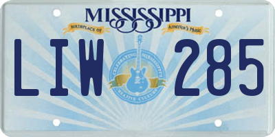 MS license plate LIW285