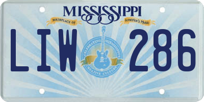MS license plate LIW286