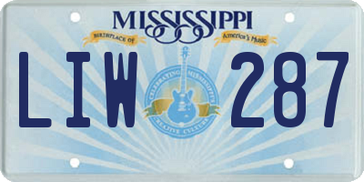 MS license plate LIW287