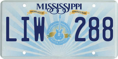 MS license plate LIW288