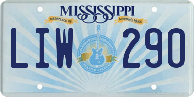 MS license plate LIW290