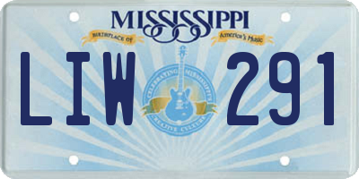 MS license plate LIW291