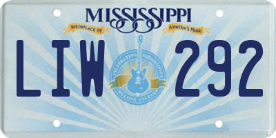 MS license plate LIW292