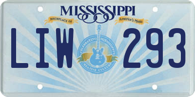 MS license plate LIW293