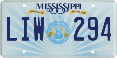 MS license plate LIW294