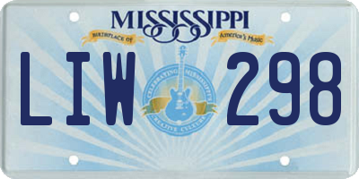 MS license plate LIW298