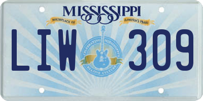 MS license plate LIW309