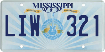 MS license plate LIW321