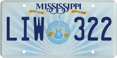 MS license plate LIW322
