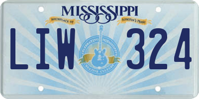 MS license plate LIW324