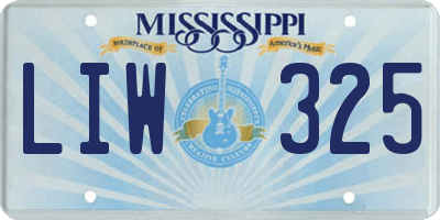 MS license plate LIW325