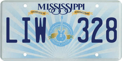 MS license plate LIW328