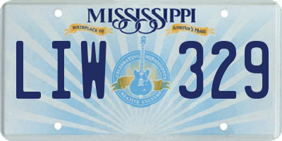 MS license plate LIW329