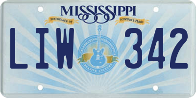 MS license plate LIW342