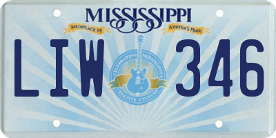 MS license plate LIW346