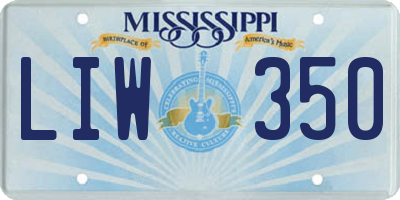 MS license plate LIW350