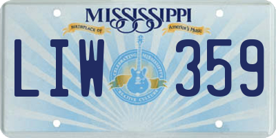 MS license plate LIW359
