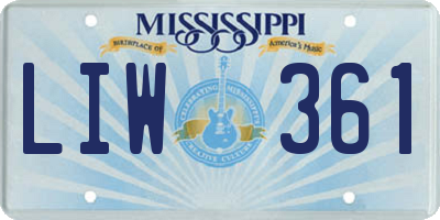 MS license plate LIW361