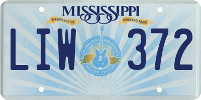 MS license plate LIW372