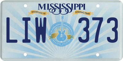 MS license plate LIW373
