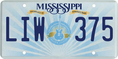 MS license plate LIW375