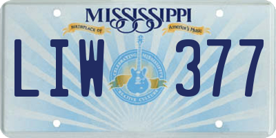 MS license plate LIW377