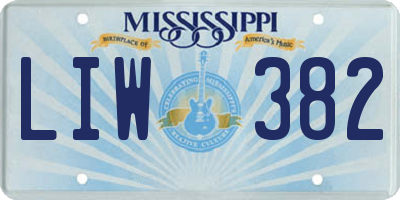 MS license plate LIW382