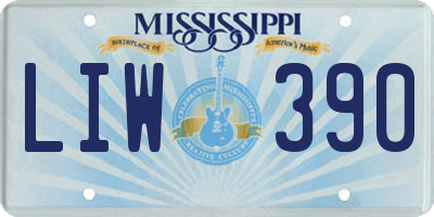 MS license plate LIW390