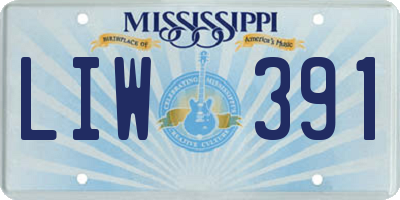 MS license plate LIW391