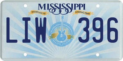 MS license plate LIW396