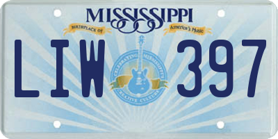 MS license plate LIW397
