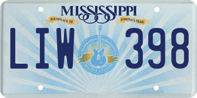 MS license plate LIW398