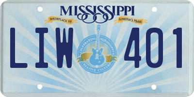 MS license plate LIW401