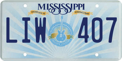 MS license plate LIW407