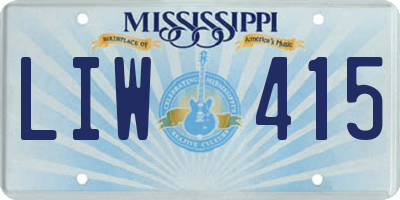 MS license plate LIW415