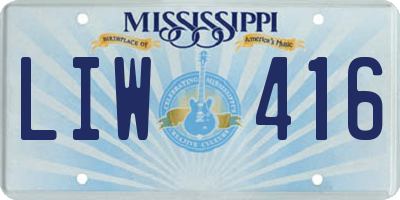 MS license plate LIW416