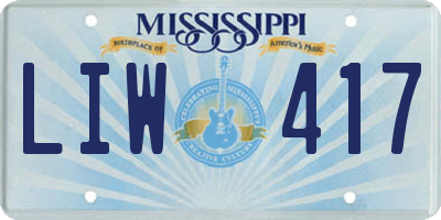 MS license plate LIW417