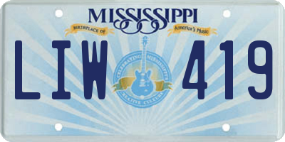 MS license plate LIW419