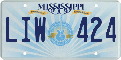 MS license plate LIW424