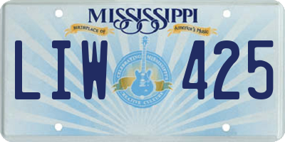 MS license plate LIW425