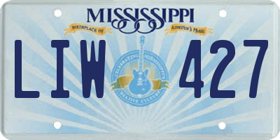 MS license plate LIW427