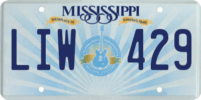 MS license plate LIW429