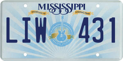 MS license plate LIW431
