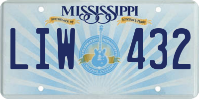 MS license plate LIW432