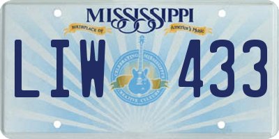 MS license plate LIW433