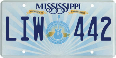 MS license plate LIW442