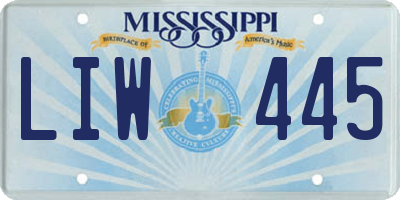 MS license plate LIW445